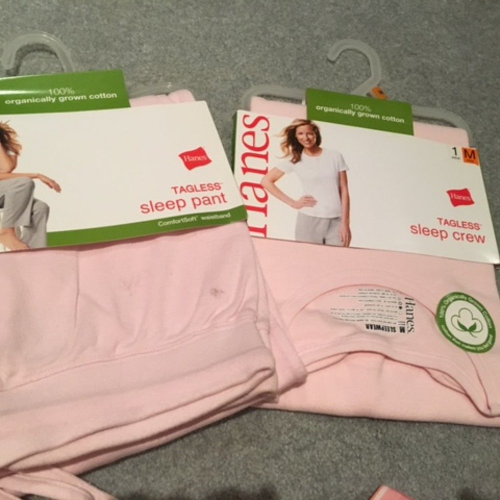 Hanes tagless sleep pant and s/s top set - M  pink